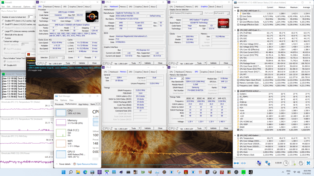 ryzen 3 5300ge prime95 small ffts avx disabled pbo + xmp
