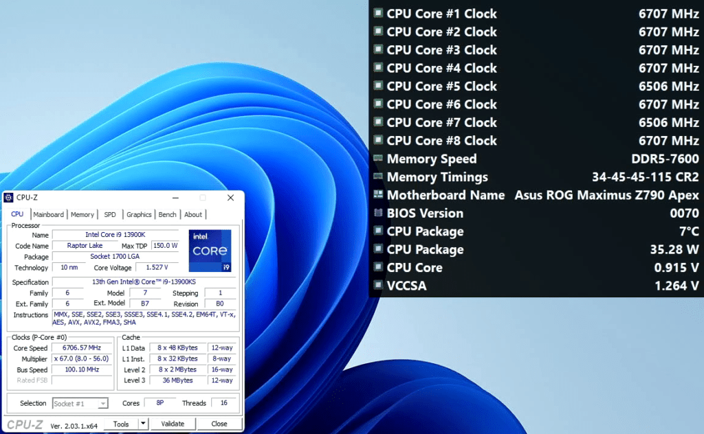 6.7 GHz Core i9-13900KS windows