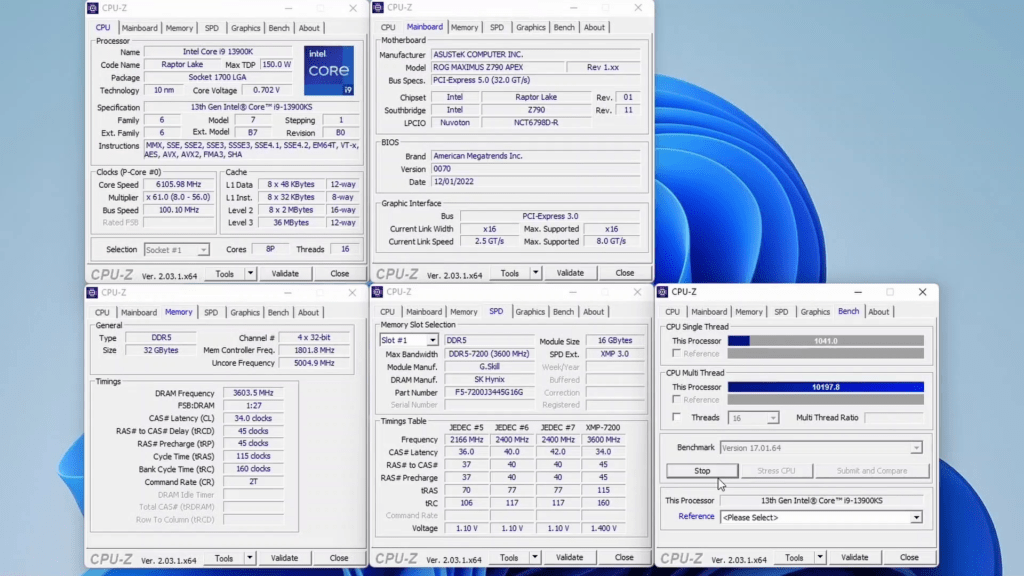 6.7 GHz Core i9-13900KS cpuz