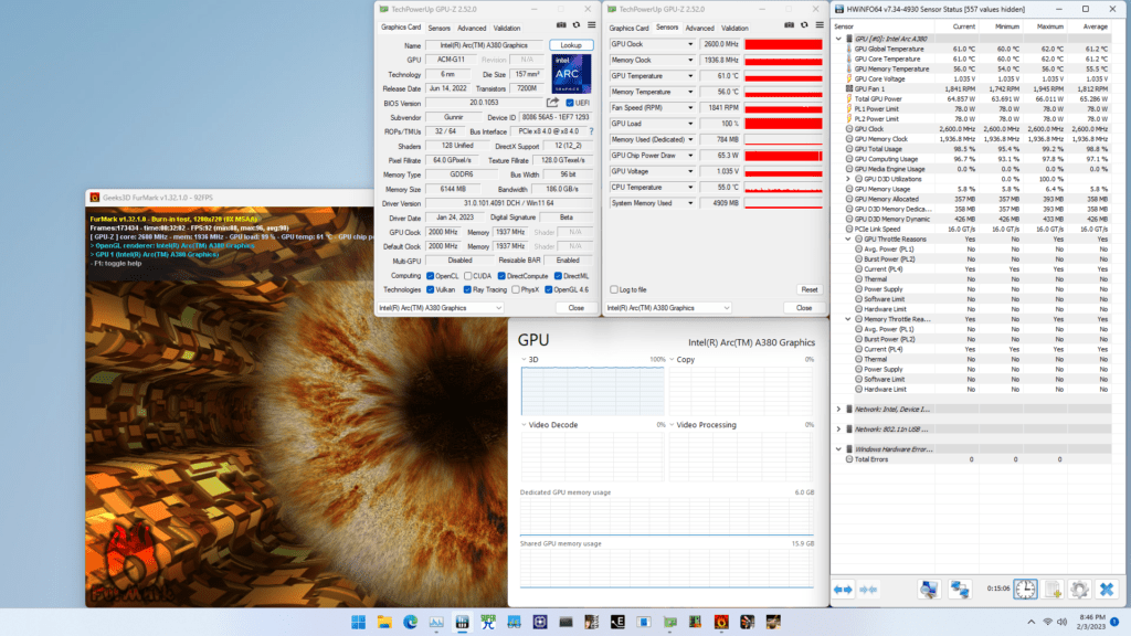 arc a380 gpu performance boost furmark