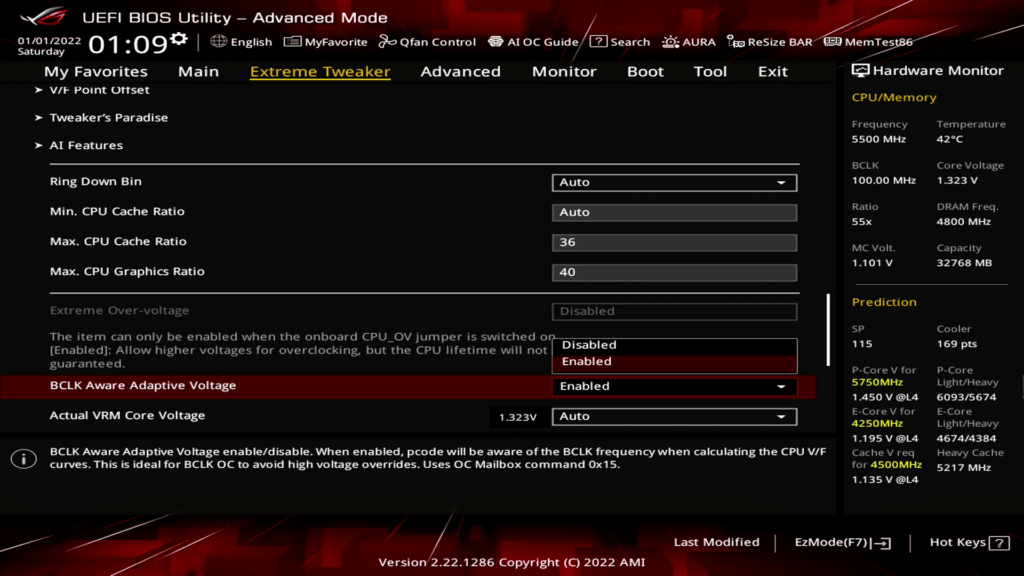 bclk aware adaptive voltage