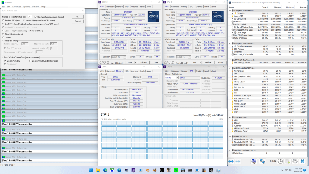 xeon w7-3465x mce mem oc prime95 small ffts avx2