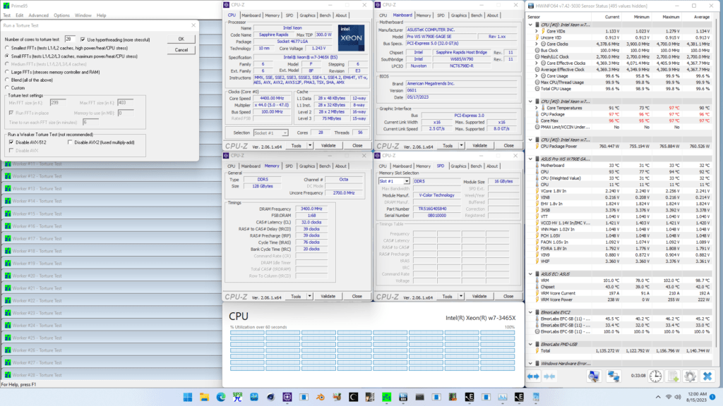 xeon w7-3465x simple dynamic overclock prime95 small ffts avx2