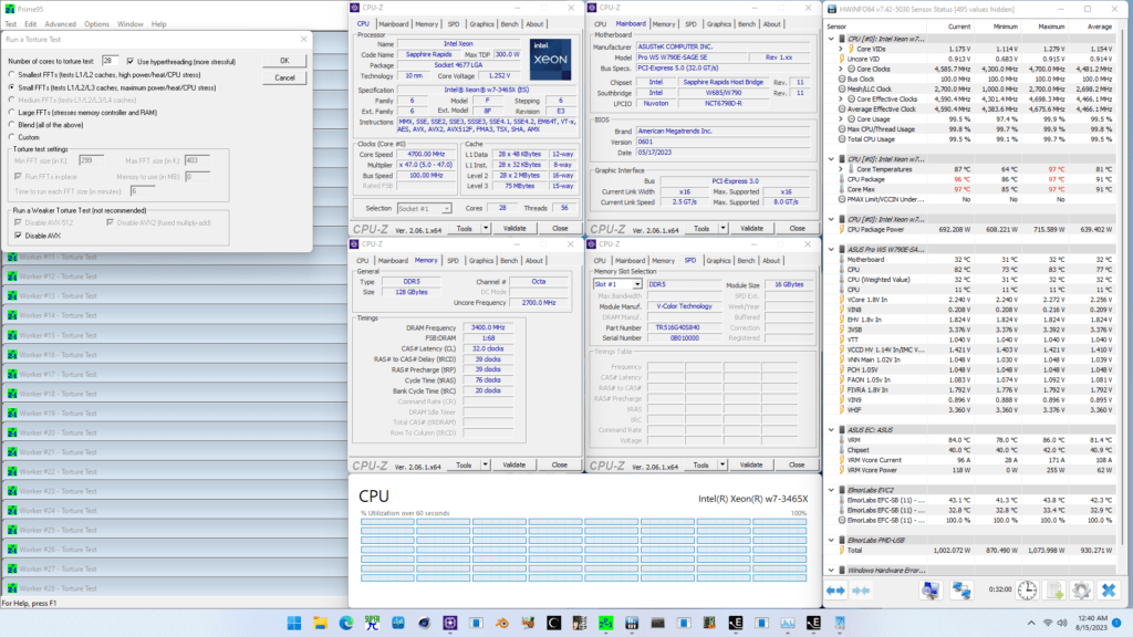 xeon w7-3465x simple dynamic overclock prime95 small ffts no avx