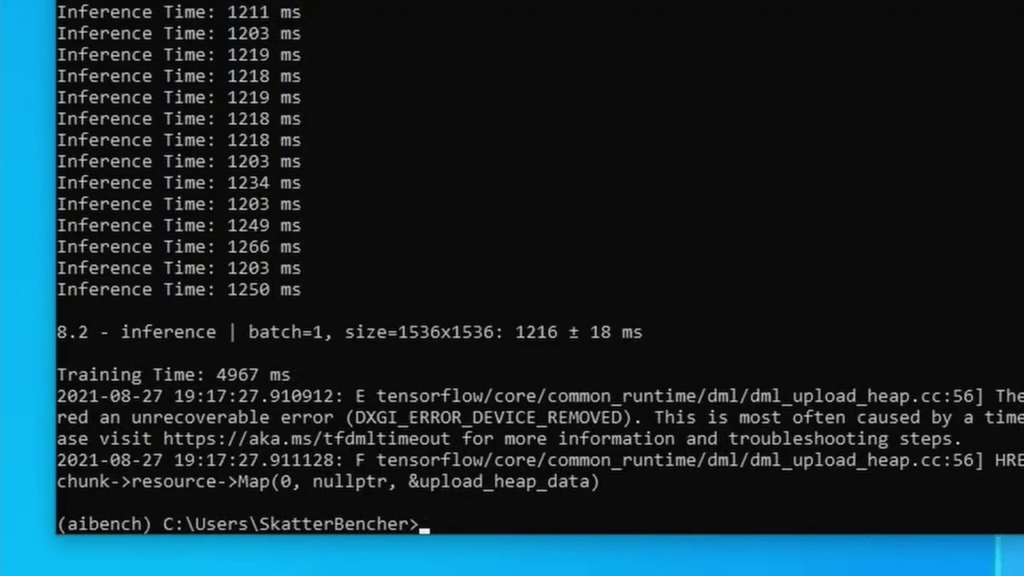 DXGI_ERROR_DEVICE_REMOVED error during benchmark