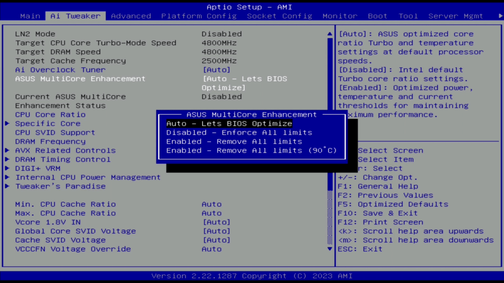asus multicore enhancement ws w790e-sage se