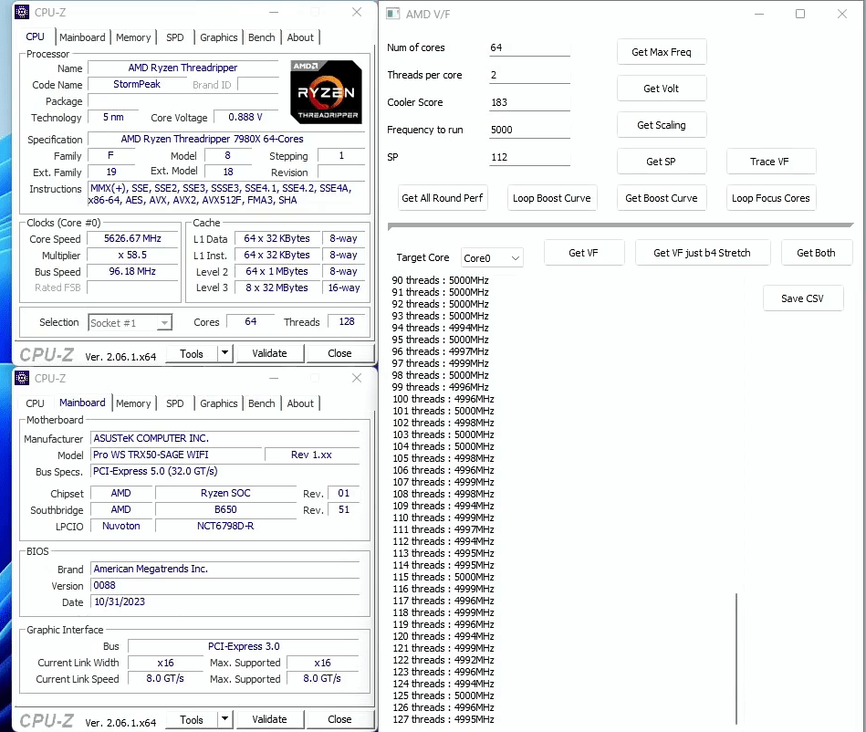 ryzen threadripper 7000 64 core boost curve 5G