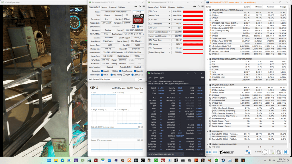 radeon 760m xmp timings tuned 3dmark speedway stress test