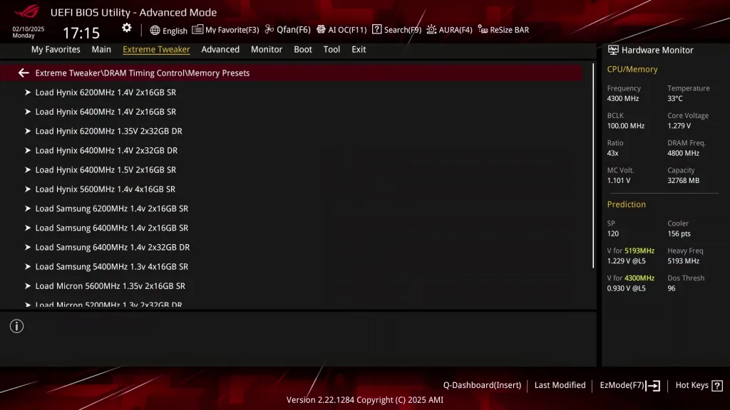 x870e hero memory preset