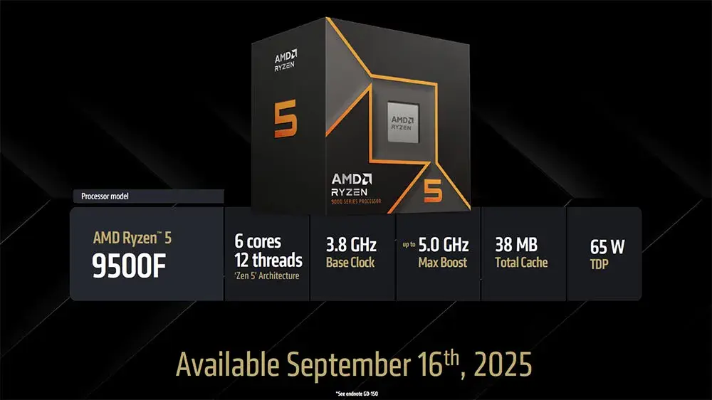 and ryzen 5 9500f specification